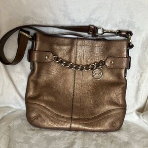 Coach EUC Bronze Leather Duffle Style Shoulder Bag